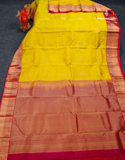 Beautiful Half White Zari Butta PureMix Silk Saree With Contrast Red Traditional Border