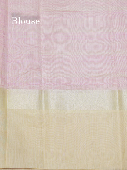 Beautiful Light Pink Linen Mix Saree With Contrast Sandal Embroidery Border