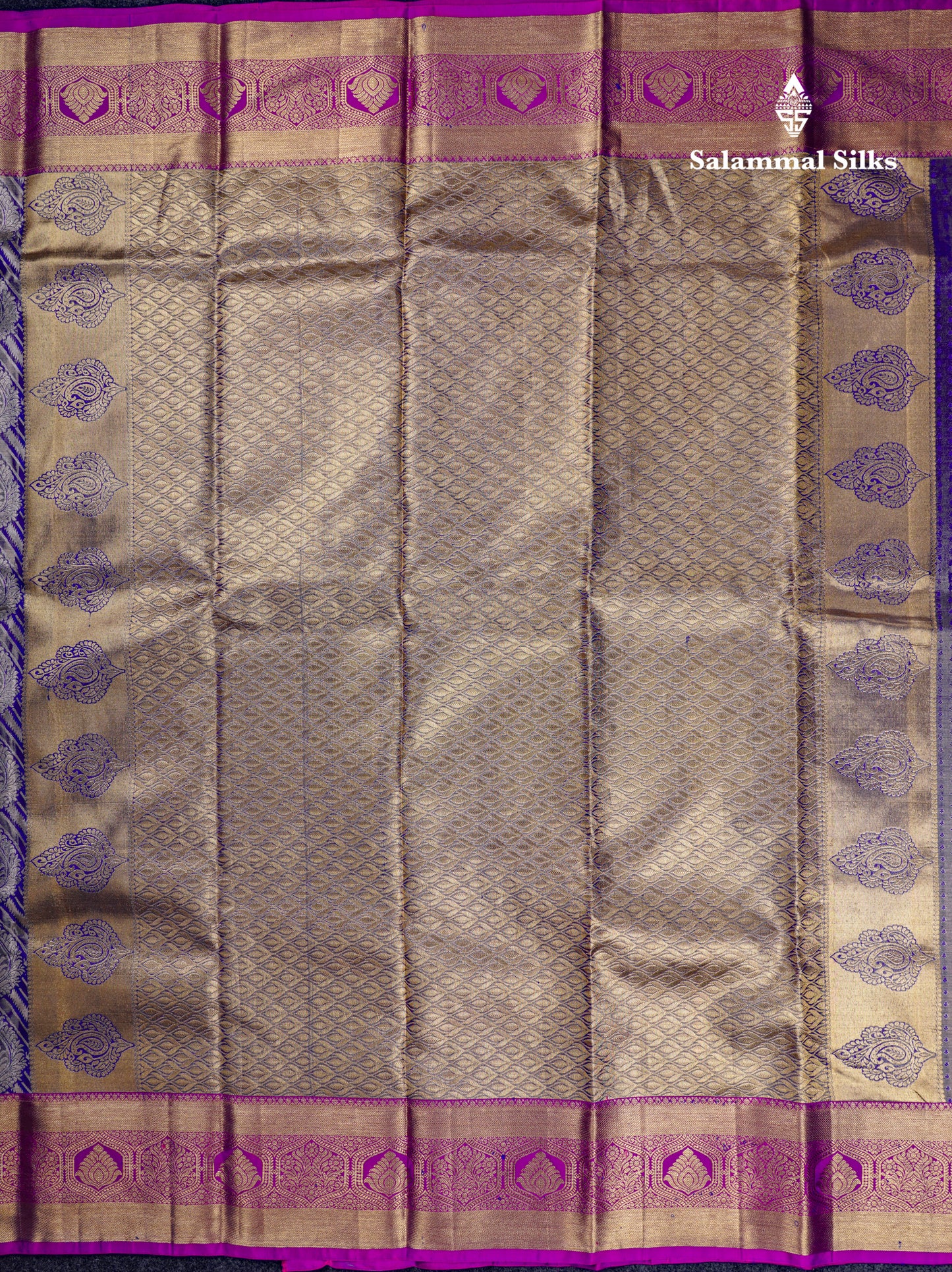 Beautiful Violet Tissue Bridal Puremix Silk Saree With Contrast Vadamalli Traditional Border