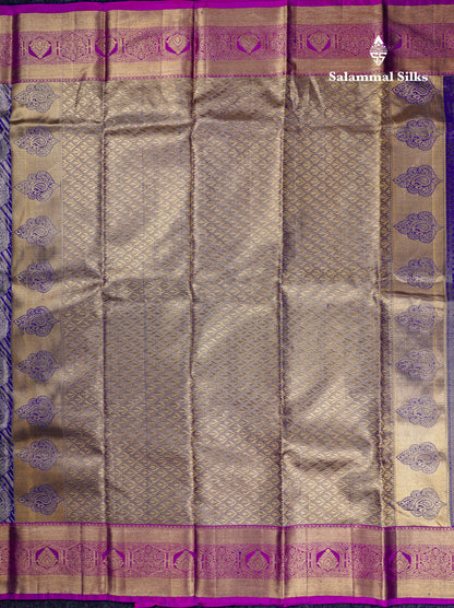Beautiful Violet Tissue Bridal Puremix Silk Saree With Contrast Vadamalli Traditional Border