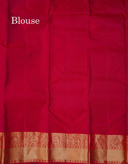 Beautiful Half White Zari Butta PureMix Silk Saree With Contrast Red Traditional Border