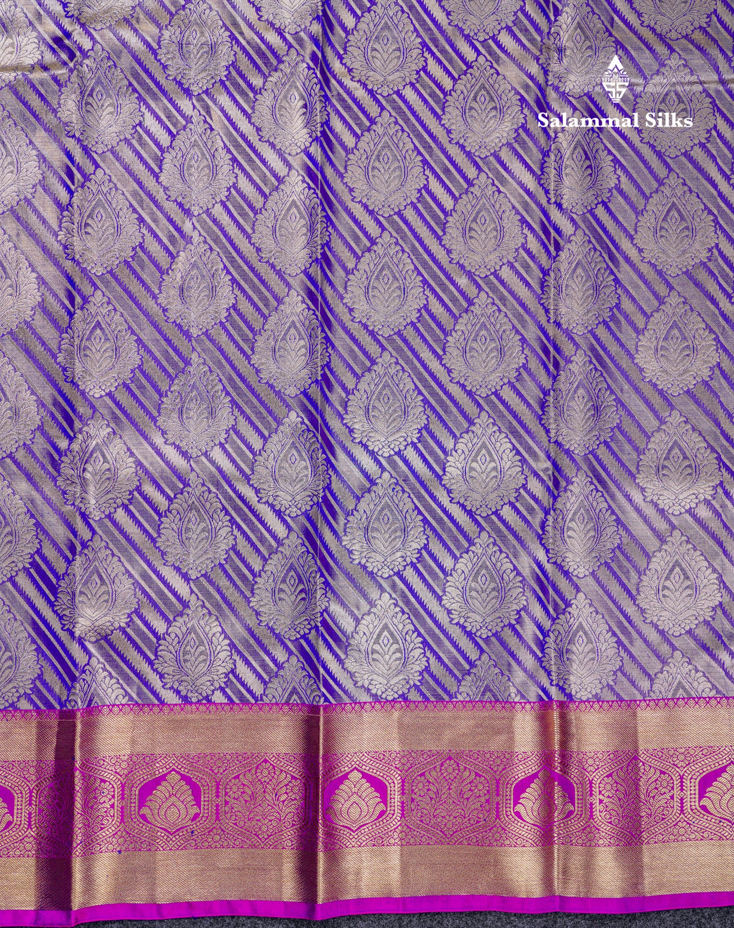Beautiful Violet Tissue Bridal Puremix Silk Saree With Contrast Vadamalli Traditional Border