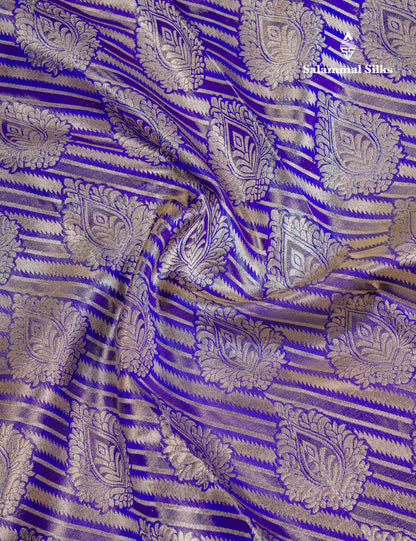 Beautiful Violet Tissue Bridal Puremix Silk Saree With Contrast Vadamalli Traditional Border