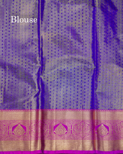 Beautiful Violet Tissue Bridal Puremix Silk Saree With Contrast Vadamalli Traditional Border