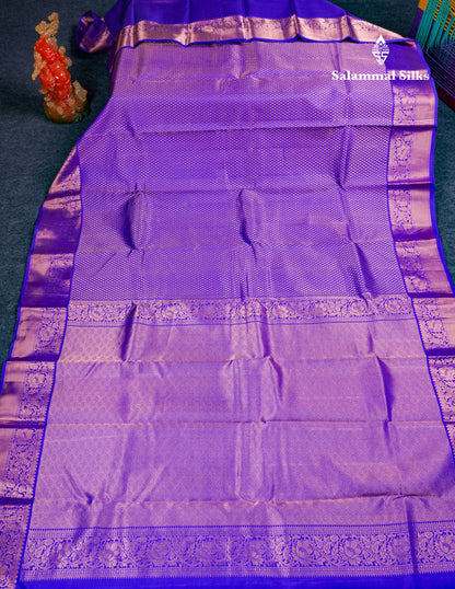 Beautiful Violet Bridal Pure Mix Kanjivaram Silk Saree With Traditional Border