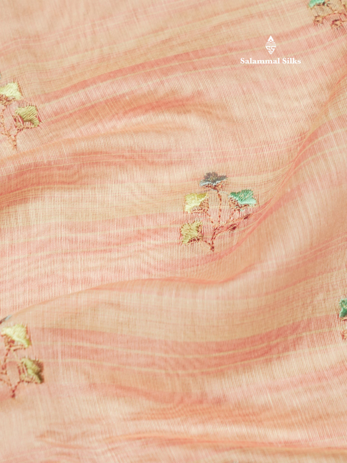 Beautiful Light Pink Linen Mix Saree With Contrast Sandal Embroidery Border