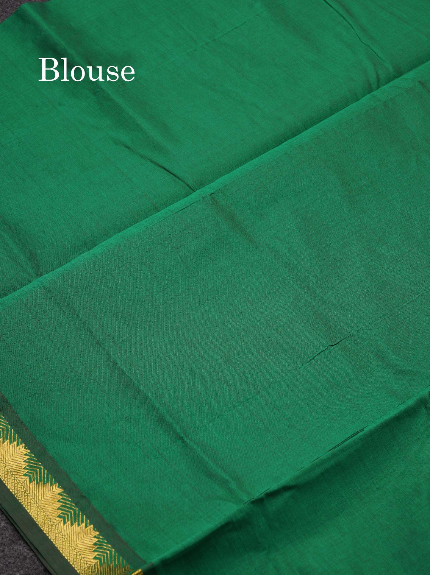 Beautiful Bottle Green Plain Semi Silk Cotton Saree With Small Temple Border