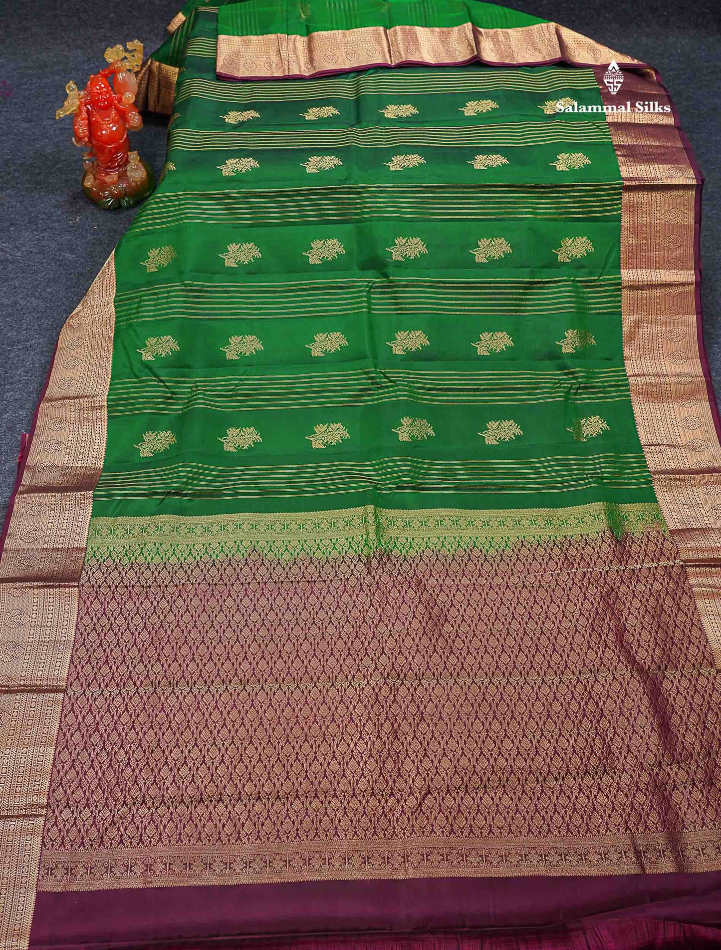 Beautiful Mango Yellow Zari Lines With Butta PureMix Silk Saree With Contrast Pink Traditional Border