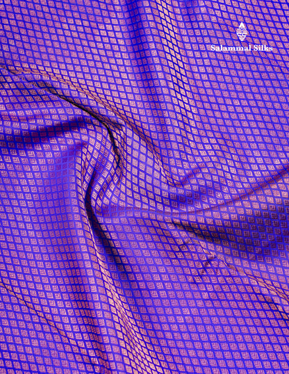 Beautiful Violet Bridal Pure Mix Kanjivaram Silk Saree With Traditional Border