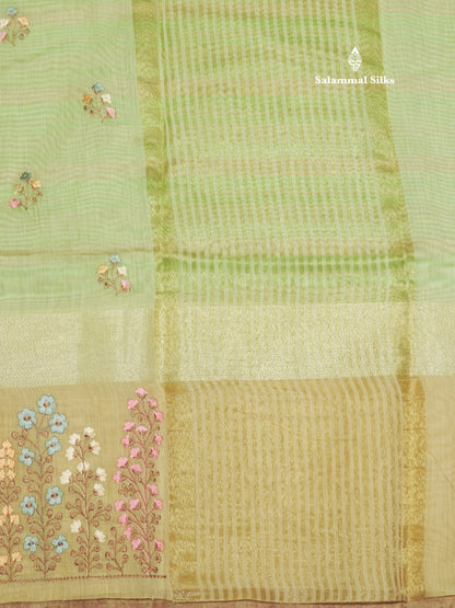 Beautiful Light Pink Linen Mix Saree With Contrast Sandal Embroidery Border