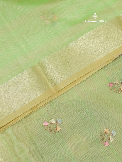 Beautiful Light Pink Linen Mix Saree With Contrast Sandal Embroidery Border