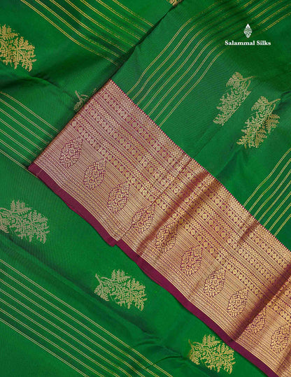 Beautiful Mango Yellow Zari Lines With Butta PureMix Silk Saree With Contrast Pink Traditional Border