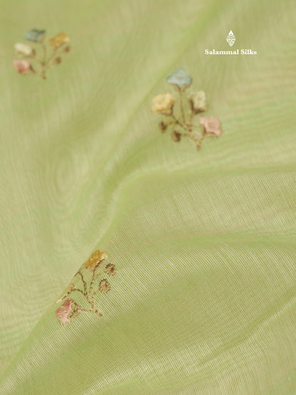 Beautiful Light Pink Linen Mix Saree With Contrast Sandal Embroidery Border
