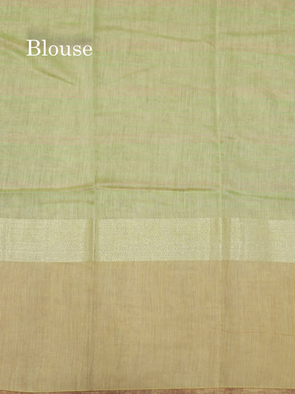 Beautiful Light Pink Linen Mix Saree With Contrast Sandal Embroidery Border