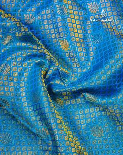 Beautiful Blue Bridal Pure Kanjivaram Silk Saree With Contrast Violet Blouse