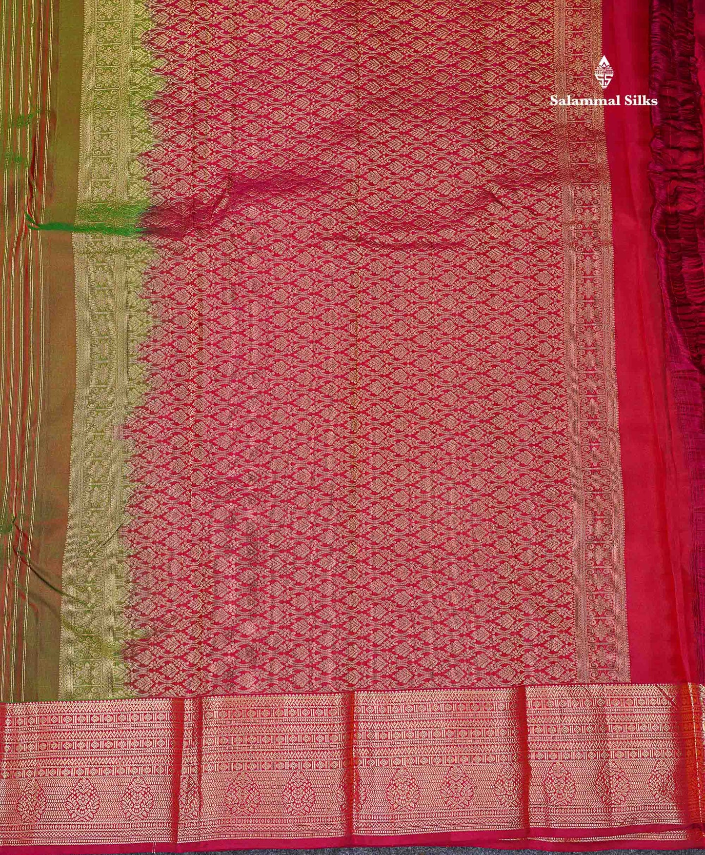 Beautiful Mango Yellow Zari Lines With Butta PureMix Silk Saree With Contrast Pink Traditional Border