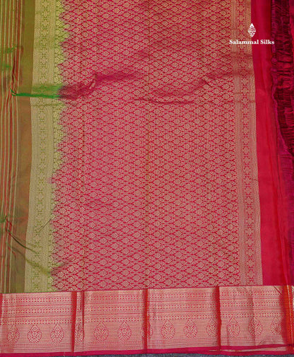 Beautiful Mango Yellow Zari Lines With Butta PureMix Silk Saree With Contrast Pink Traditional Border