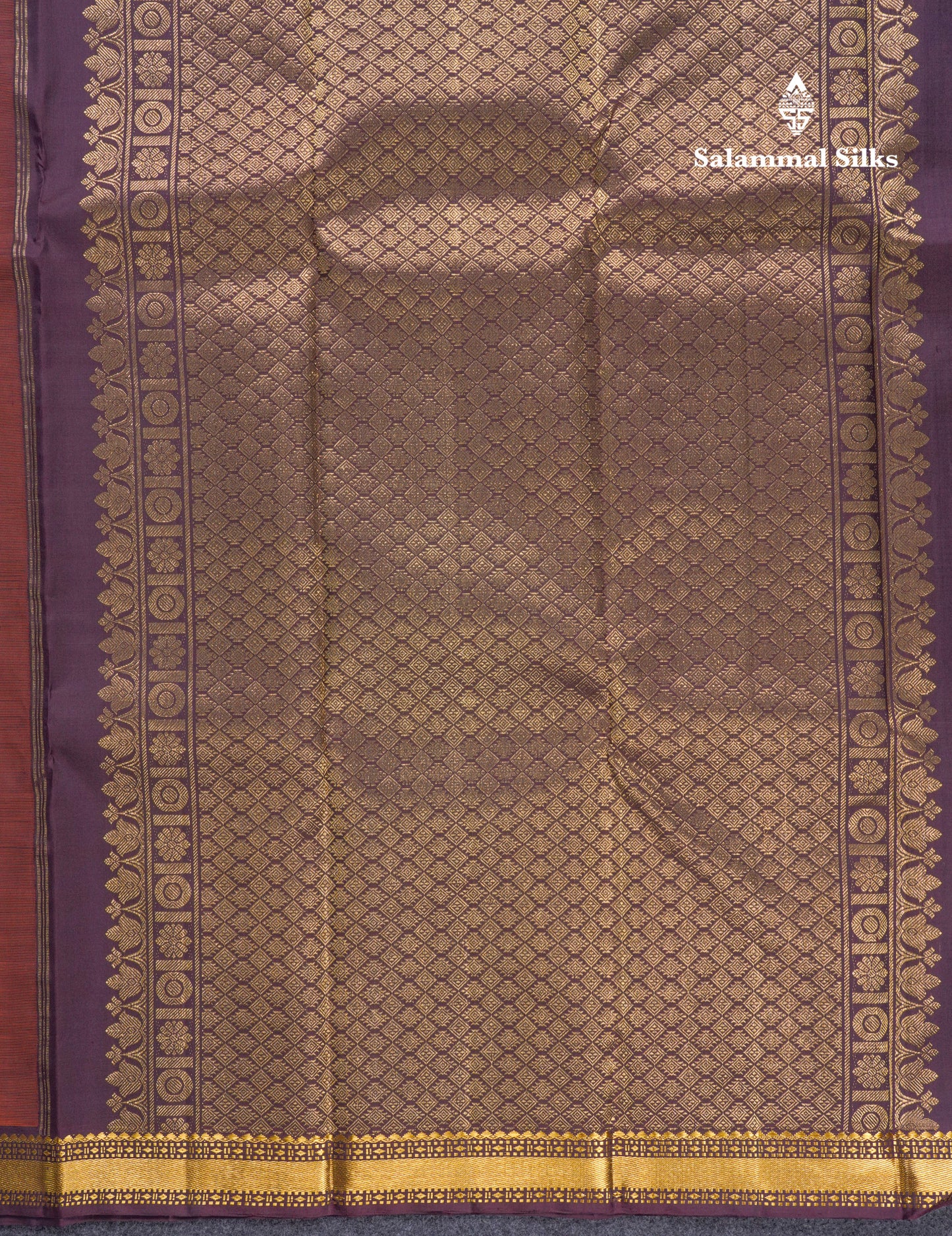Rust Brown Pure Kanjivaram Silk Saree With Contrast Dark Magenta Traditional Small Border
