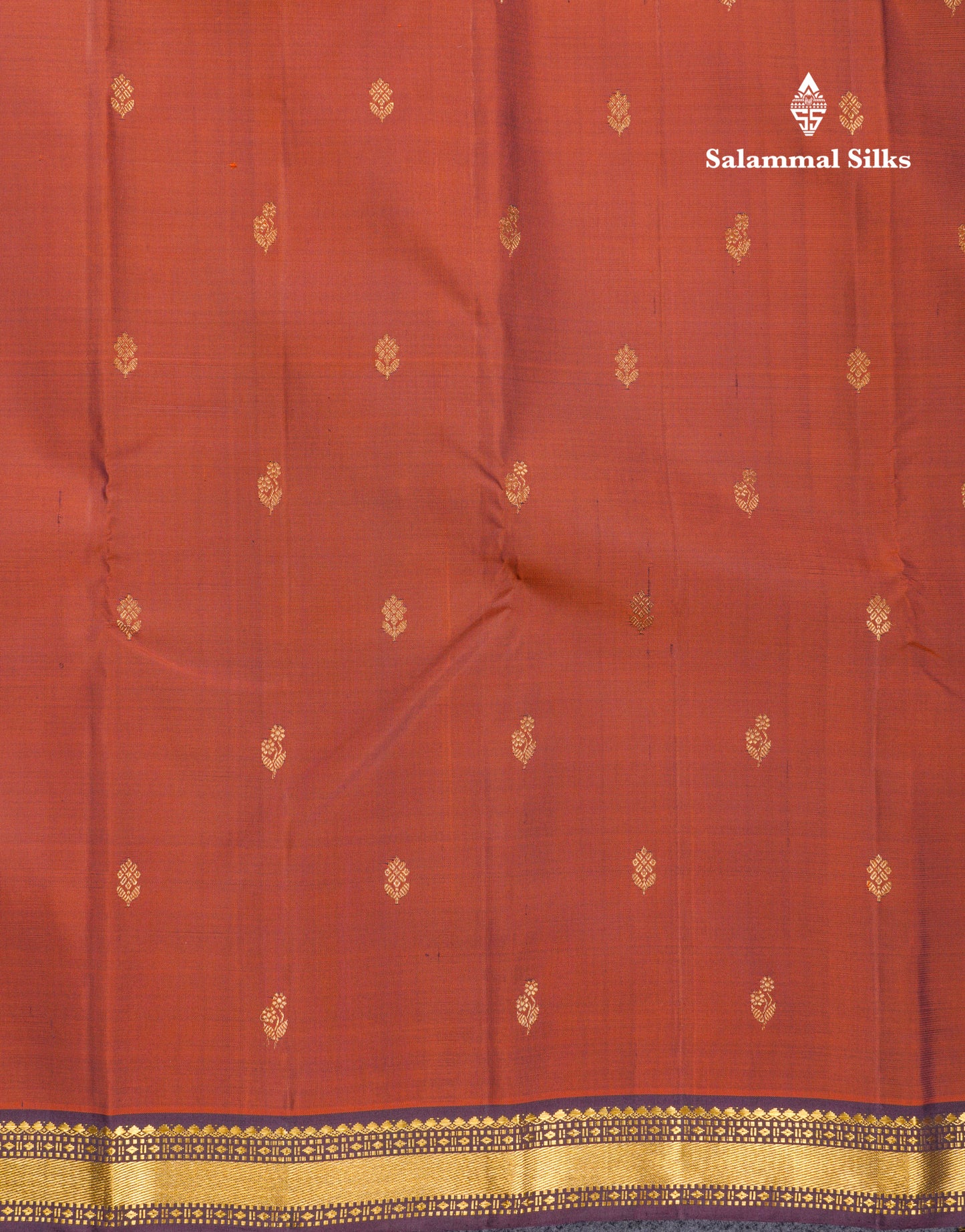 Rust Brown Pure Kanjivaram Silk Saree With Contrast Dark Magenta Traditional Small Border