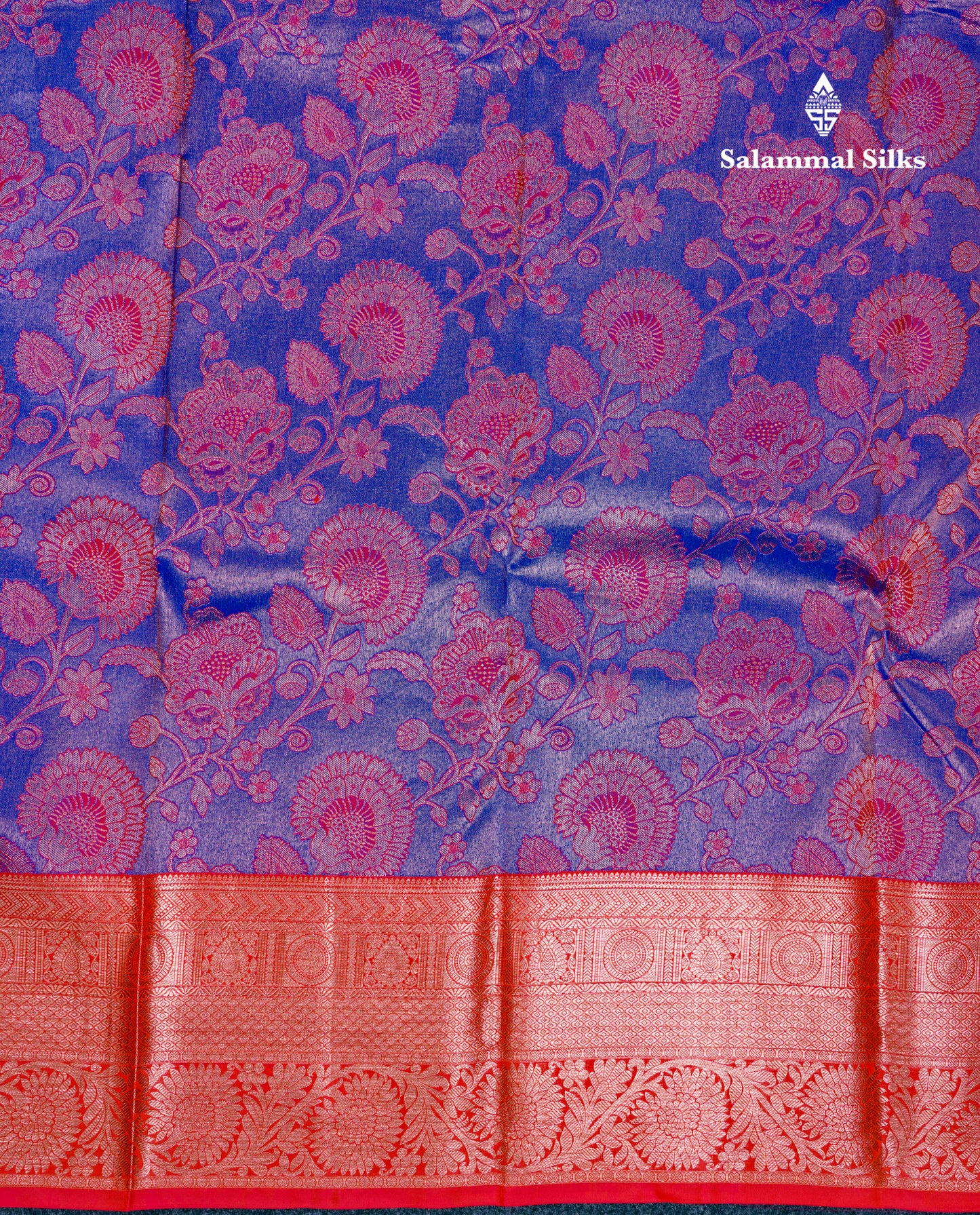 Beautiful Violet Bridal Pure Kanjivaram Silk Saree With Contrast Chilly Red Border