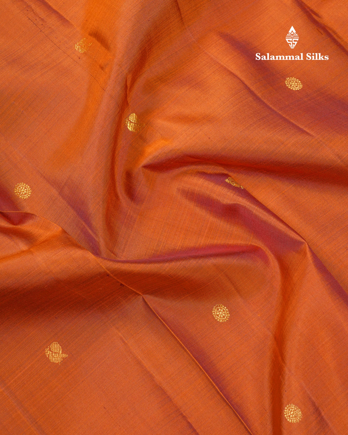 Rust Orange Pure Kanjivaram Silk Saree With Contrast Dark Brown Traditional Border