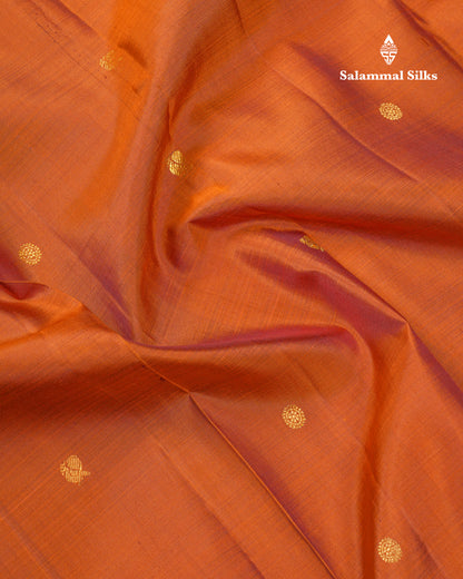Rust Orange Pure Kanjivaram Silk Saree With Contrast Dark Brown Traditional Border