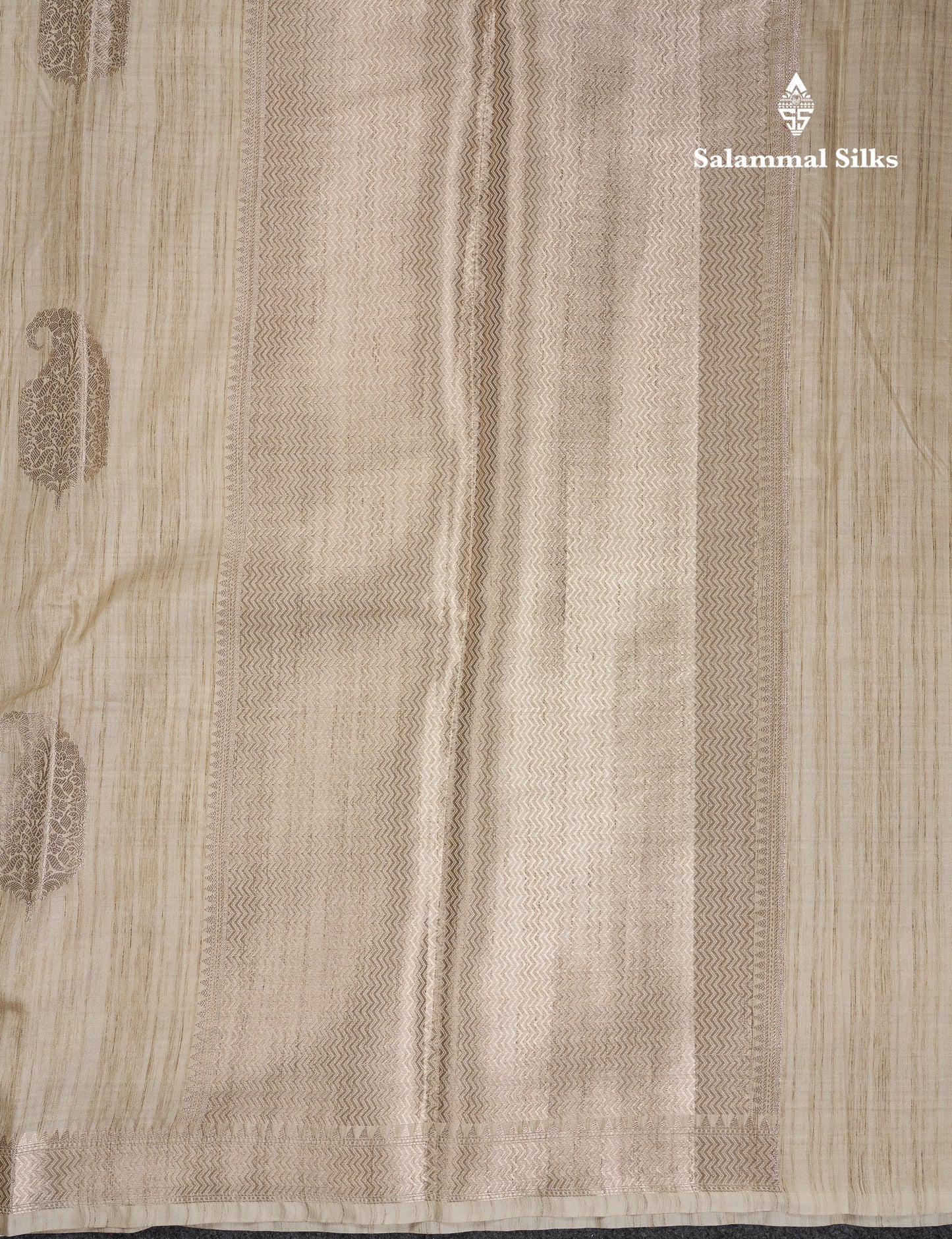 Beautiful Light Brown Jute Mix Saree With Small Fancy Border