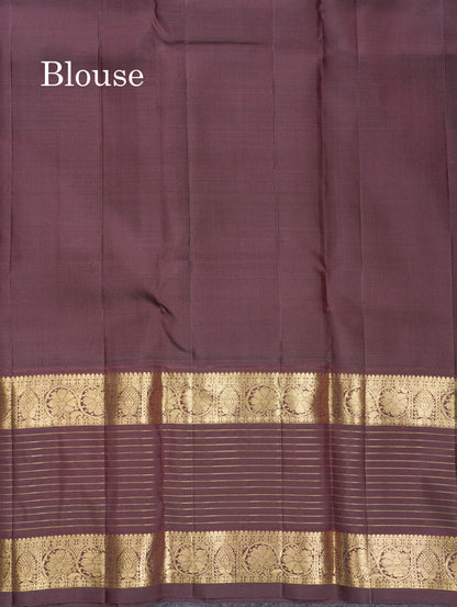 Rust Orange Pure Kanjivaram Silk Saree With Contrast Dark Brown Traditional Border