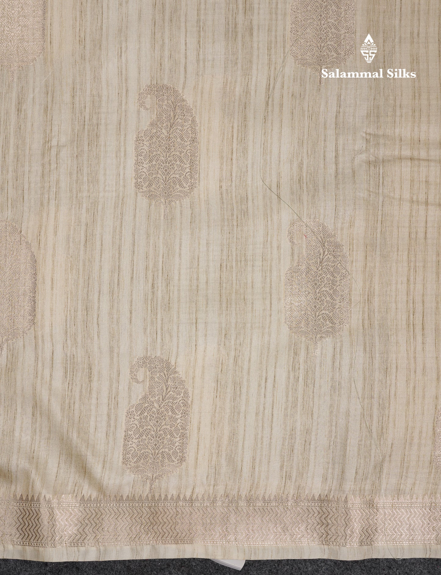 Beautiful Light Brown Jute Mix Saree With Small Fancy Border
