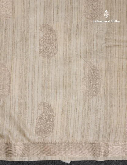 Beautiful Light Brown Jute Mix Saree With Small Fancy Border