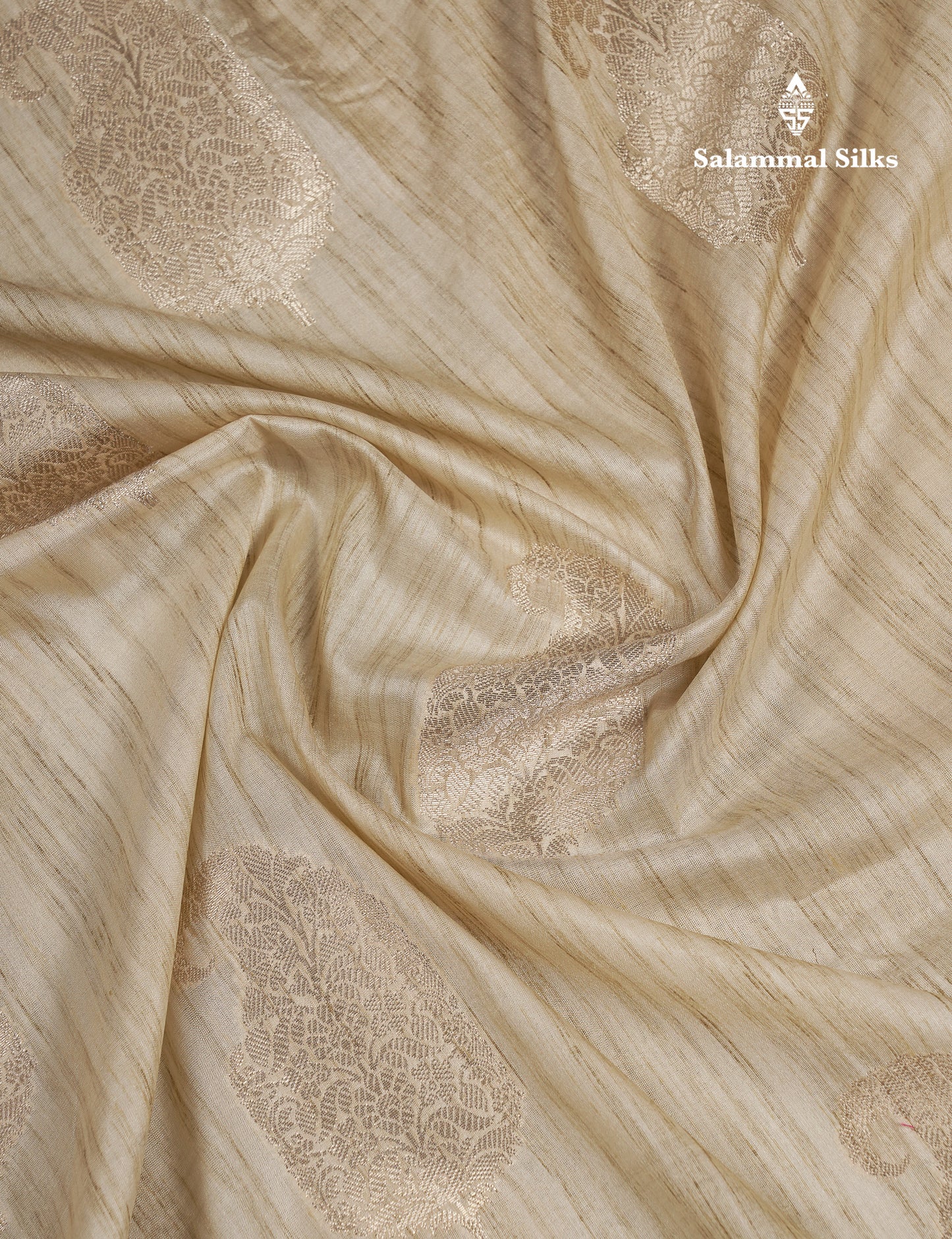 Beautiful Light Brown Jute Mix Saree With Small Fancy Border