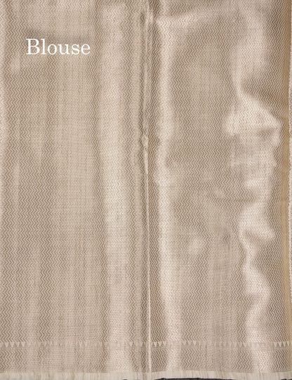 Beautiful Light Brown Jute Mix Saree With Small Fancy Border