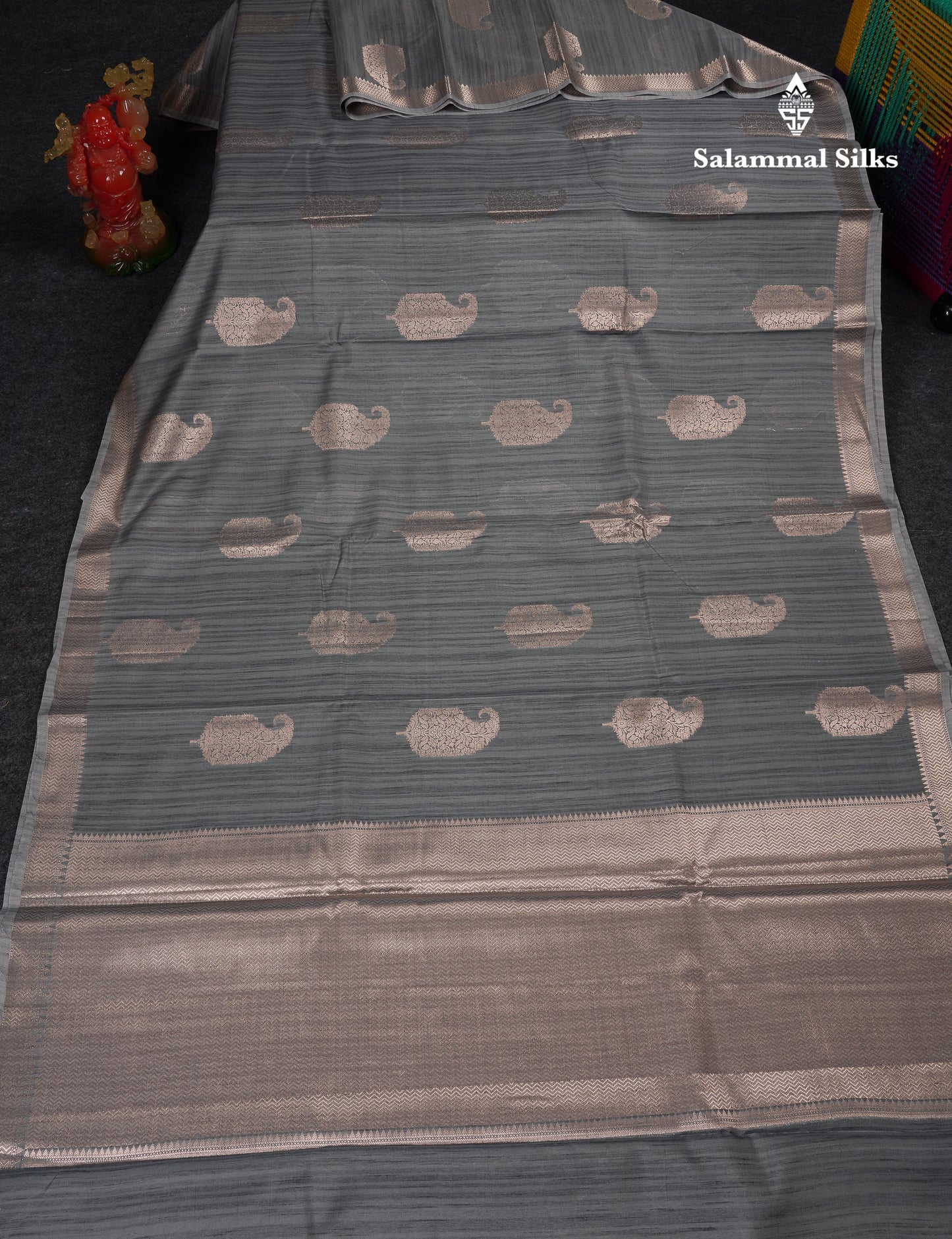 Beautiful Light Brown Jute Mix Saree With Small Fancy Border
