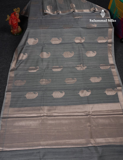 Beautiful Light Brown Jute Mix Saree With Small Fancy Border