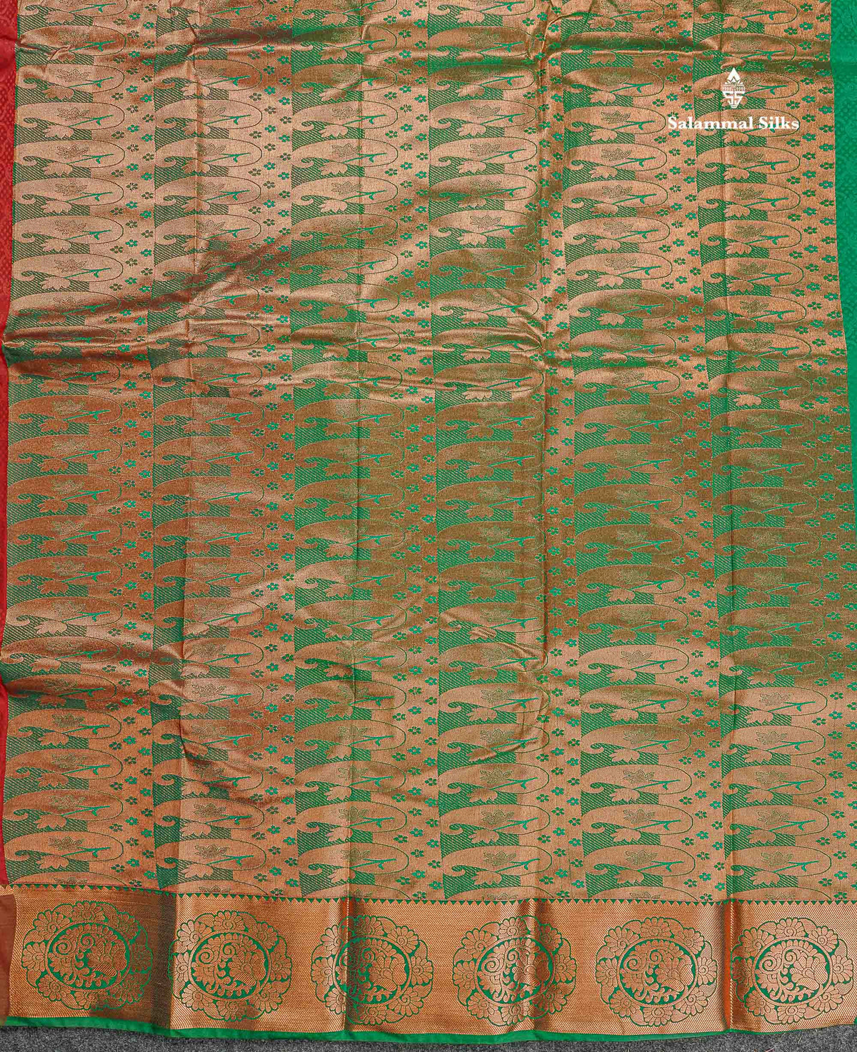 Semi Silk Saree - Maroon Colour Body With Contrast Saffire Green Blouse
