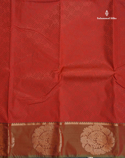 Semi Silk Saree - Maroon Colour Body With Contrast Saffire Green Blouse
