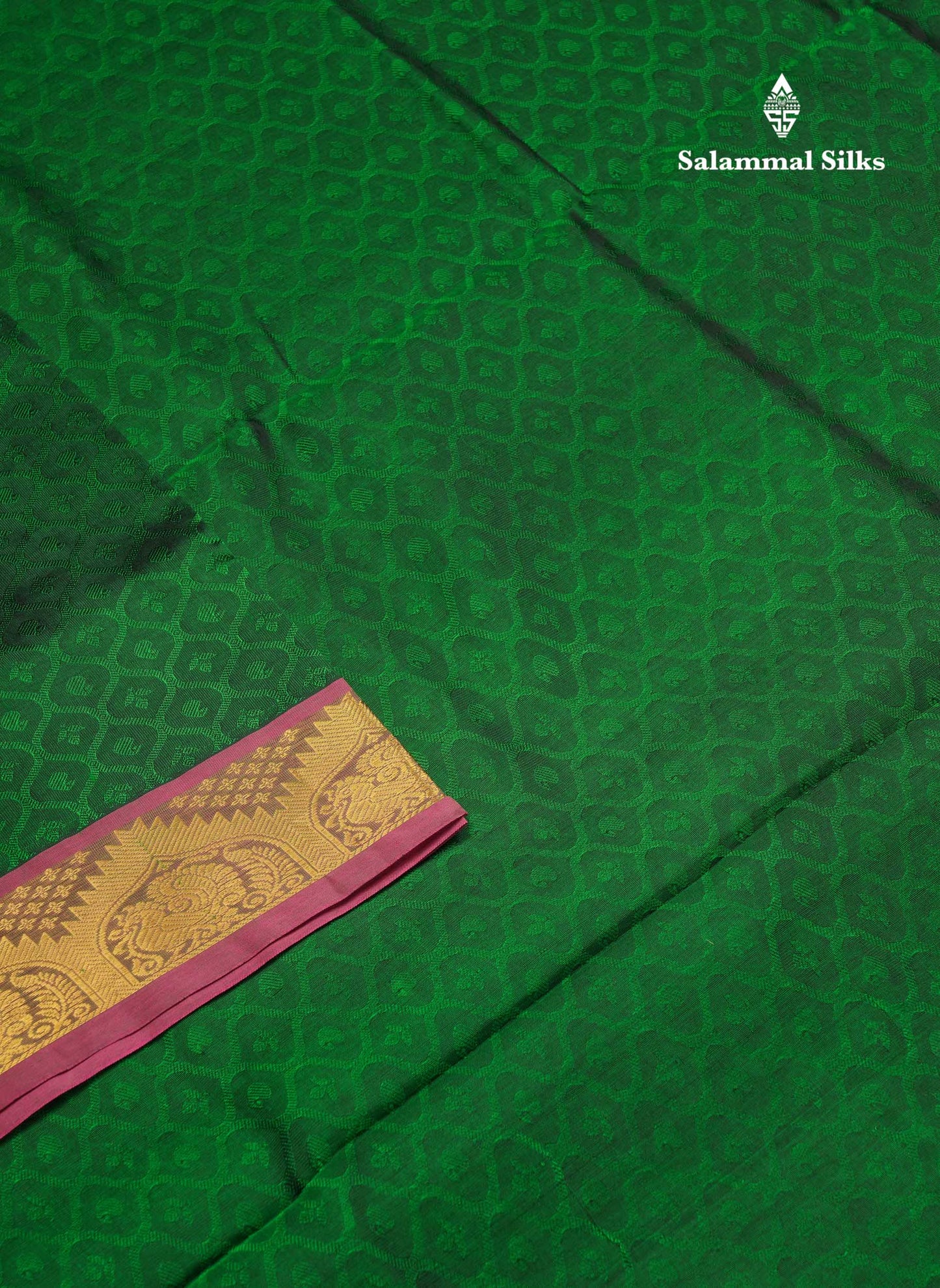 Beautiful Bottle Green Empose Design Pure Silk Cotton Saree With Gold Zari Borer