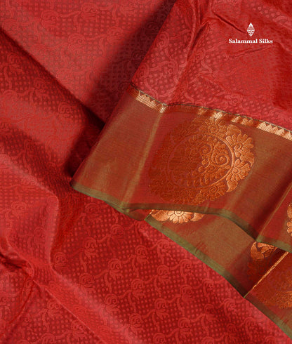Semi Silk Saree - Maroon Colour Body With Contrast Saffire Green Blouse