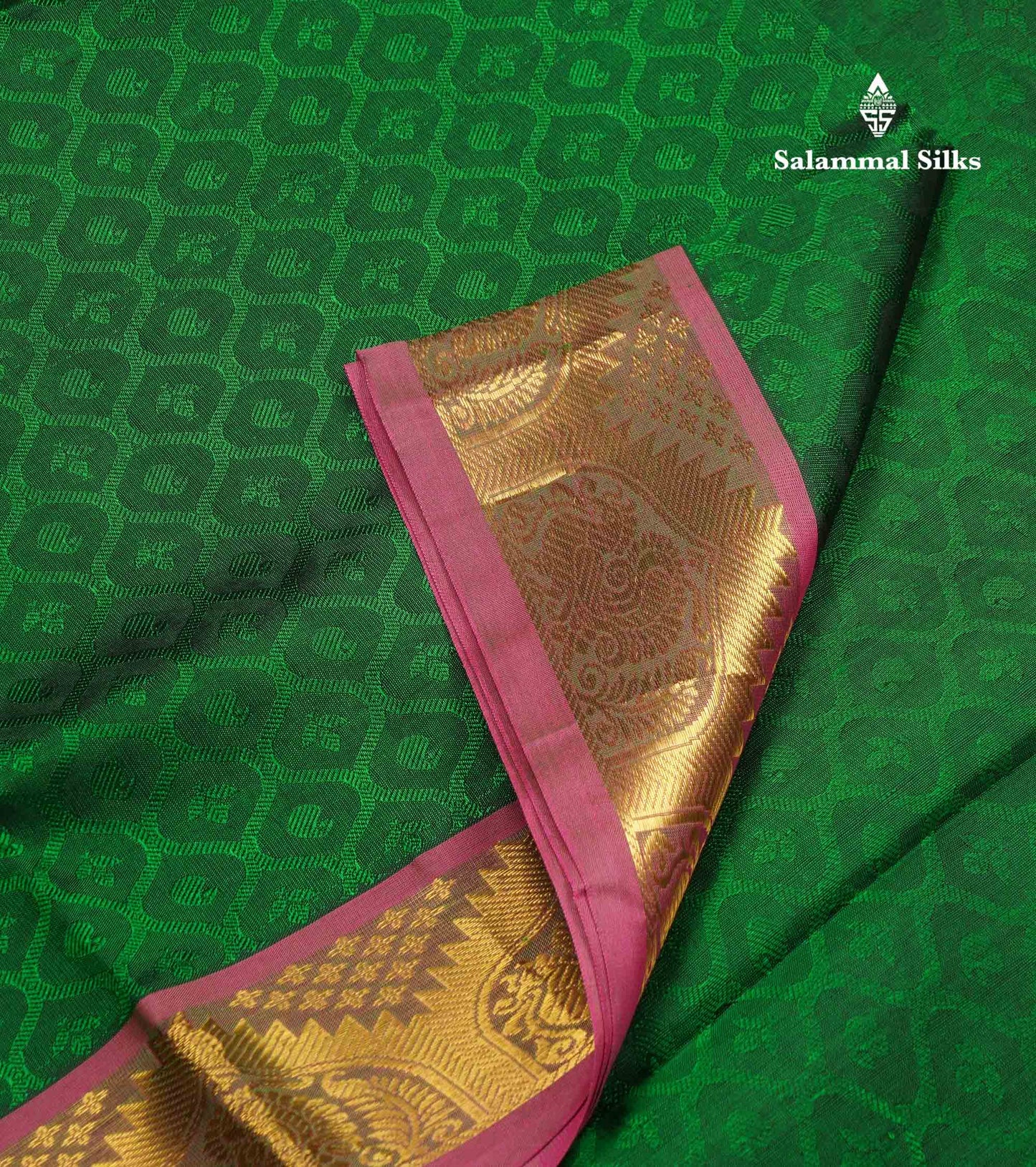 Beautiful Bottle Green Empose Design Pure Silk Cotton Saree With Gold Zari Borer
