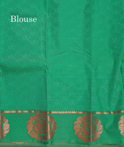 Semi Silk Saree - Maroon Colour Body With Contrast Saffire Green Blouse