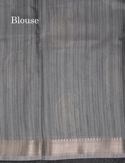 Beautiful Light Brown Jute Mix Saree With Small Fancy Border