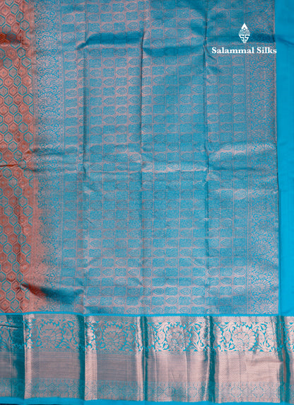 Beautiful Chocolate Bridal Puremix Silk Saree With Contrast Sapphire Blue Traditional Evening Morning Border
