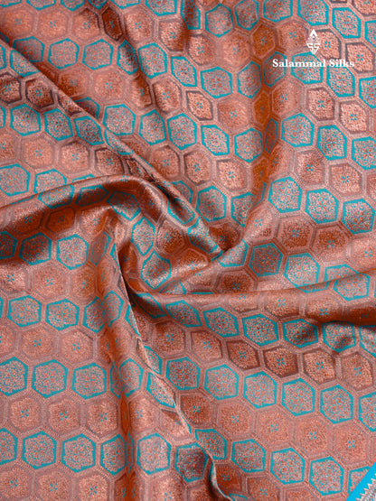 Beautiful Chocolate Bridal Puremix Silk Saree With Contrast Sapphire Blue Traditional Evening Morning Border