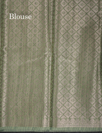 Beautiful Light Brown Jute Mix Saree With Small Fancy Border