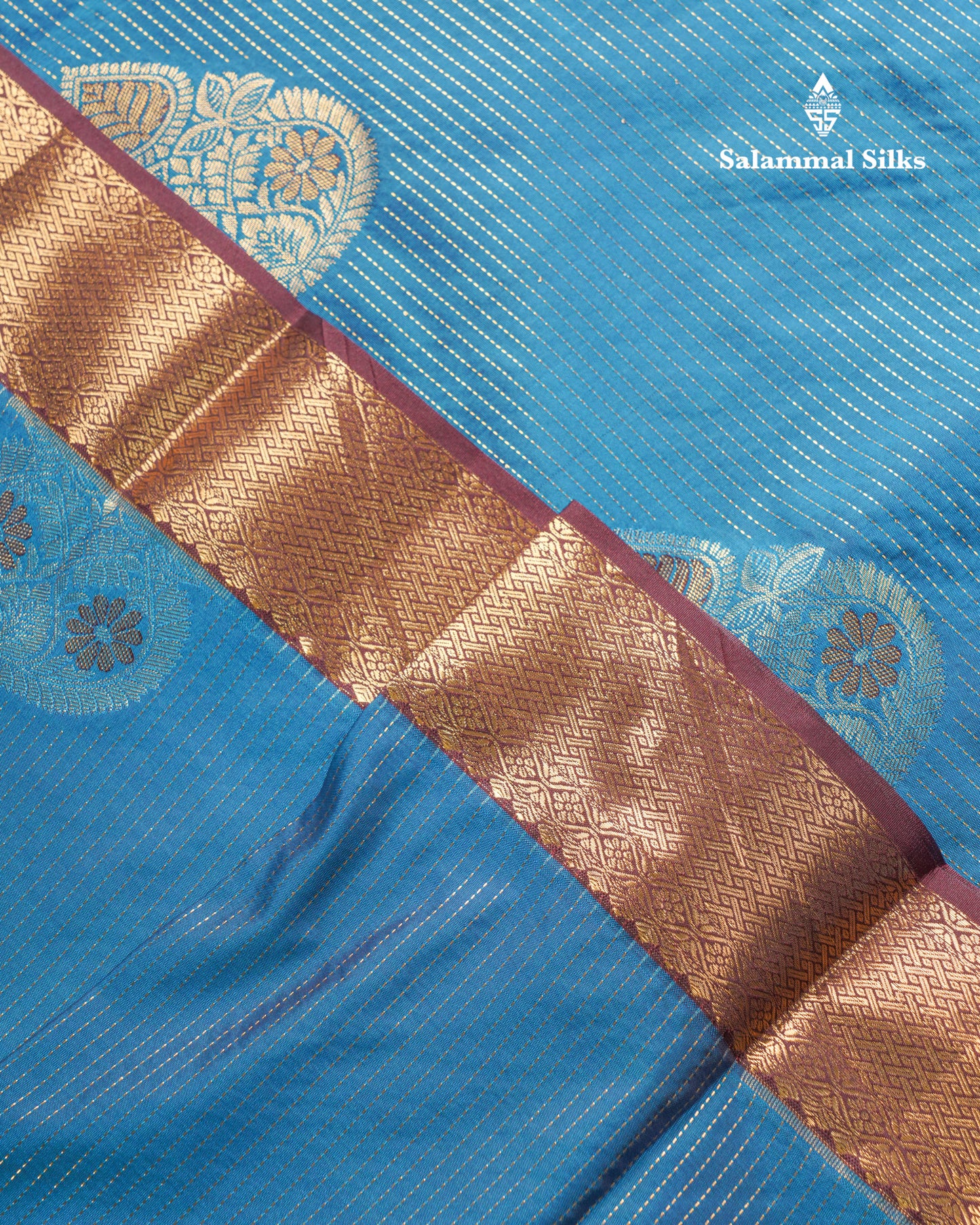 Elephant Grey Semi Silk Saree With Contrast Dark Purple Evening Morning Border