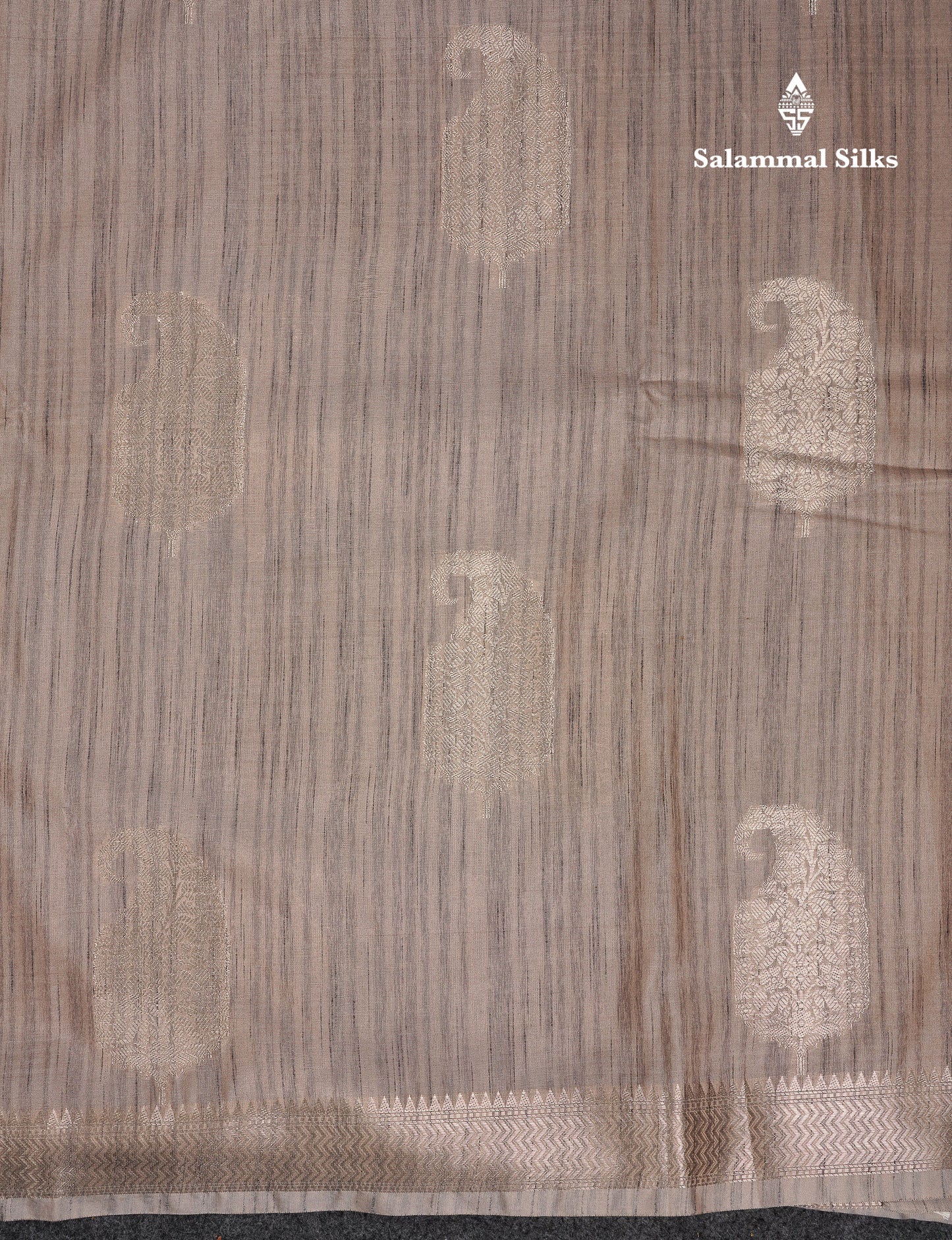 Beautiful Light Brown Jute Mix Saree With Small Fancy Border