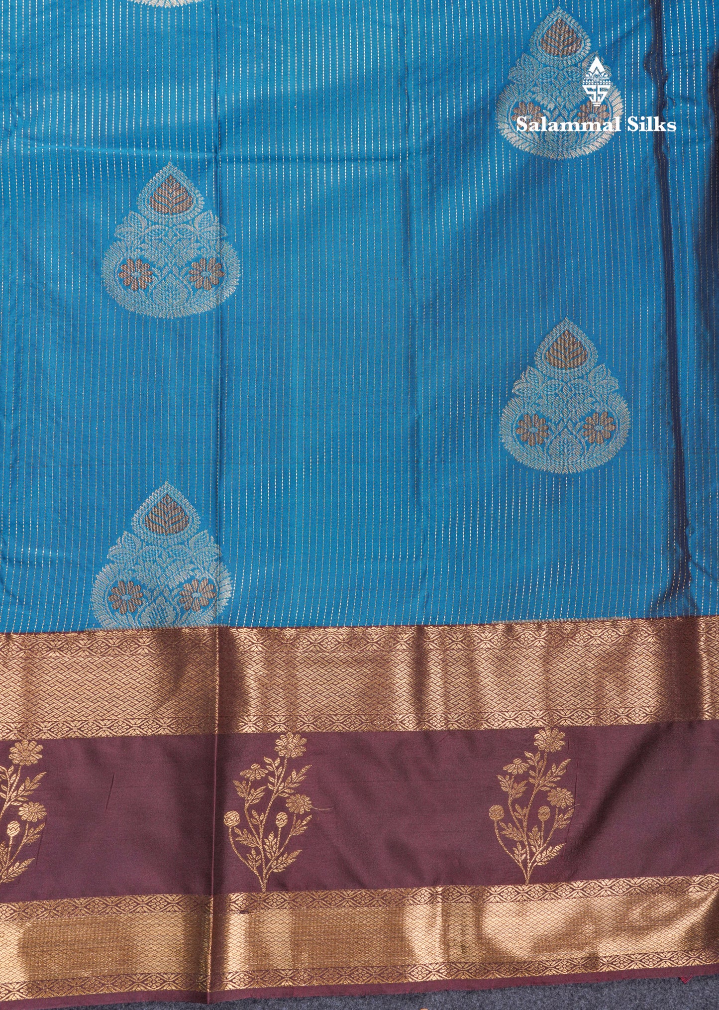 Elephant Grey Semi Silk Saree With Contrast Dark Purple Evening Morning Border