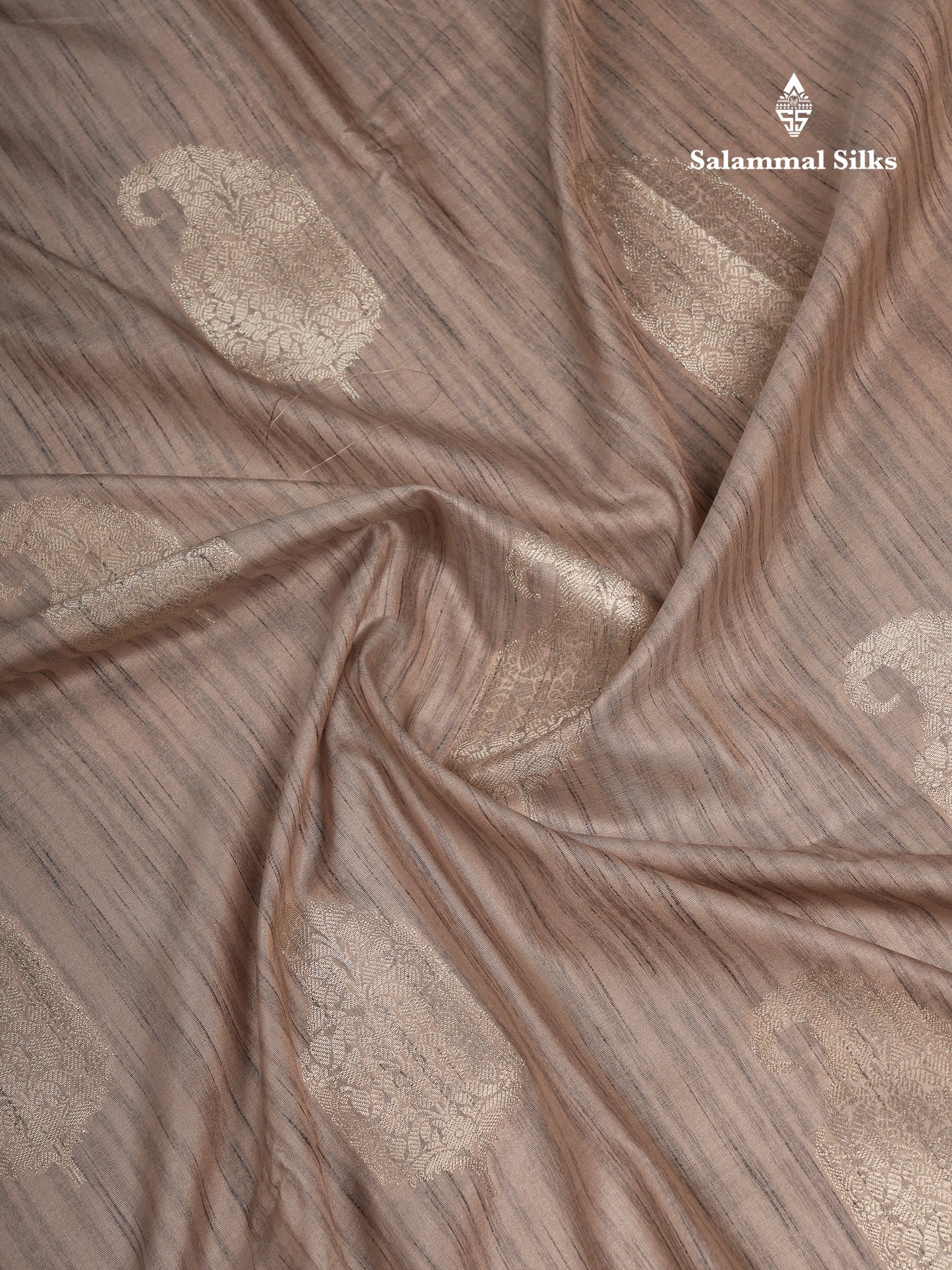 Beautiful Light Brown Jute Mix Saree With Small Fancy Border