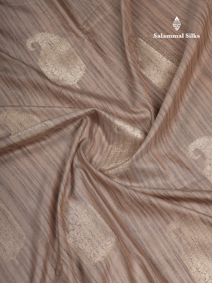 Beautiful Light Brown Jute Mix Saree With Small Fancy Border