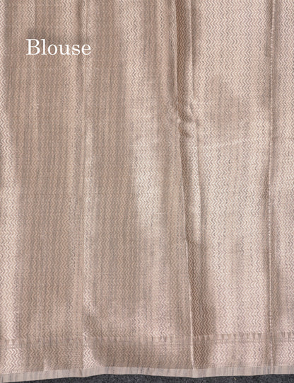 Beautiful Light Brown Jute Mix Saree With Small Fancy Border